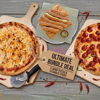 2 Large Pizzas & 12 Sticks