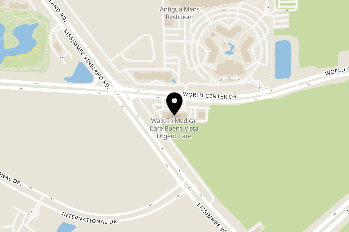 Map showing the location of Slices New York on 8216 World Center Dr in Orlando